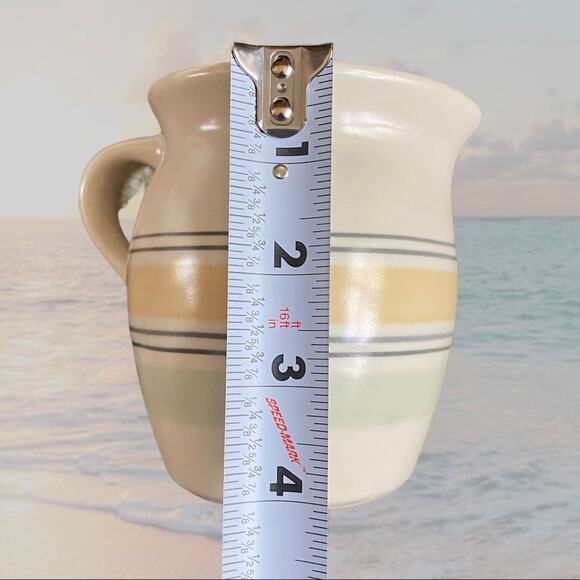 Pfaltzgraff Retired Key Largo Striped 4-Ct Stoneware Mugs and Creamer - Picture 11 of 12